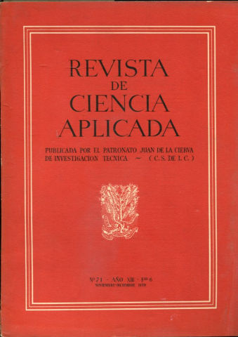 REVISTA DE CIENCIA APLICADA. NUM. 71, AÑO XIII, FASCICULO 6. NOVIEMBRE-DICIEMBRE 1959.