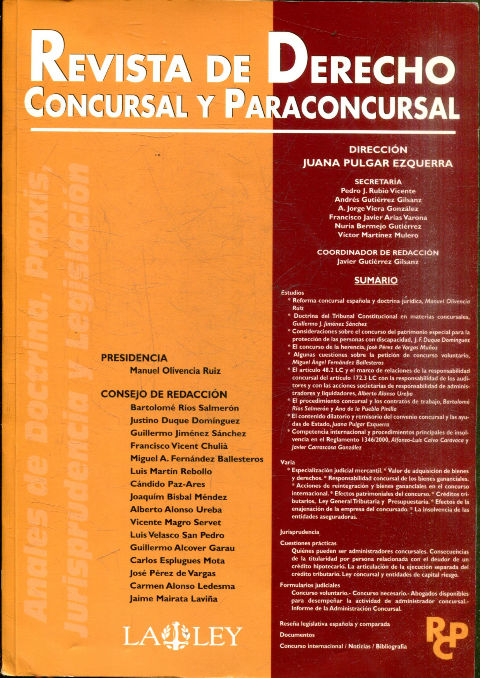 REVISTA DE DERECHO CONCURSAL Y PARACONCURSAL.