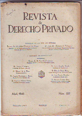 REVISTA DE DERECHO PRIVADO. ABRIL 1945.