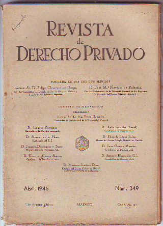 REVISTA DE DERECHO PRIVADO. ABRIL 1946.