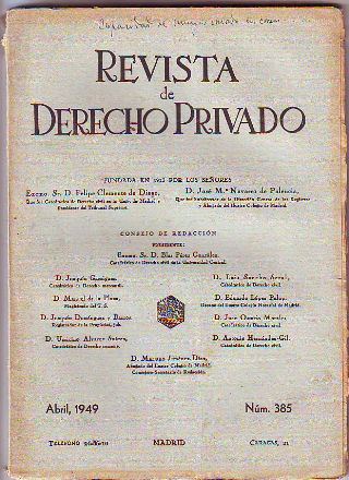 REVISTA DE DERECHO PRIVADO. ABRIL 1949.
