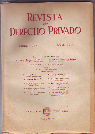 REVISTA DE DERECHO PRIVADO. ABRIL 1953.