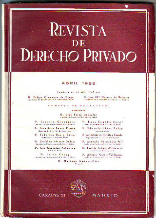 REVISTA DE DERECHO PRIVADO. ABRIL 1966.