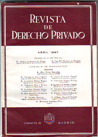 REVISTA DE DERECHO PRIVADO. ABRIL 1967.