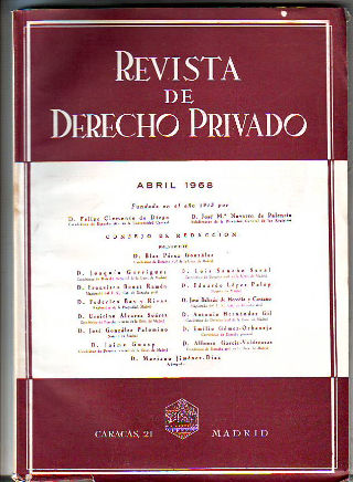 REVISTA DE DERECHO PRIVADO. ABRIL 1968.