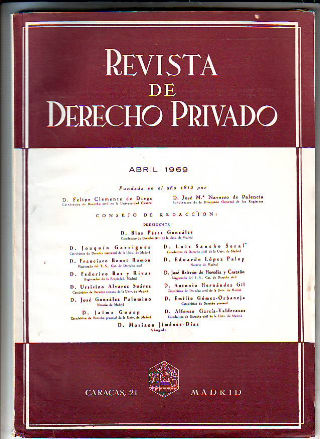 REVISTA DE DERECHO PRIVADO. ABRIL 1969.