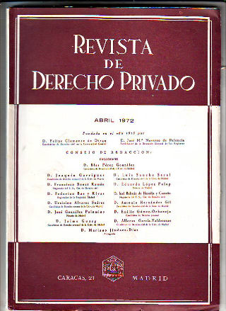 REVISTA DE DERECHO PRIVADO. ABRIL 1972.