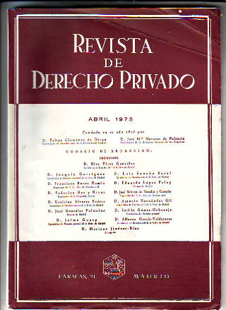 REVISTA DE DERECHO PRIVADO. ABRIL 1973.