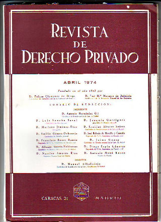 REVISTA DE DERECHO PRIVADO. ABRIL 1974.
