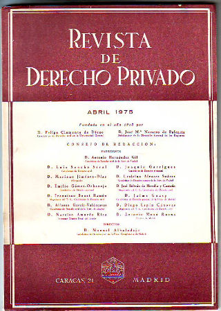 REVISTA DE DERECHO PRIVADO. ABRIL 1975.