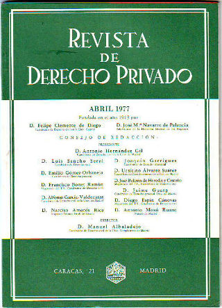 REVISTA DE DERECHO PRIVADO. ABRIL 1977.