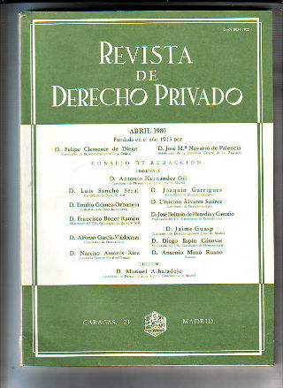 REVISTA DE DERECHO PRIVADO. ABRIL 1980.