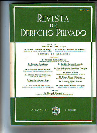 REVISTA DE DERECHO PRIVADO. ABRIL 1981.