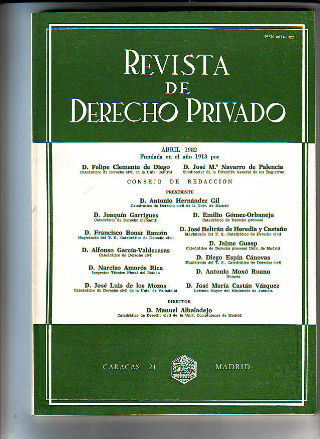 REVISTA DE DERECHO PRIVADO. ABRIL 1982.