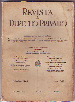 REVISTA DE DERECHO PRIVADO. DICIEMBRE 1945.