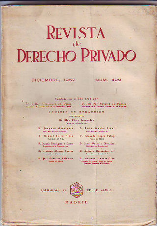 REVISTA DE DERECHO PRIVADO. DICIEMBRE 1952.