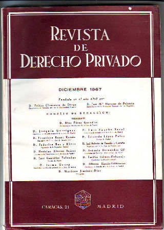 REVISTA DE DERECHO PRIVADO. DICIEMBRE 1967.
