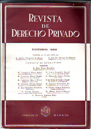 REVISTA DE DERECHO PRIVADO. DICIEMBRE 1968.