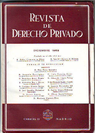 REVISTA DE DERECHO PRIVADO. DICIEMBRE 1969.