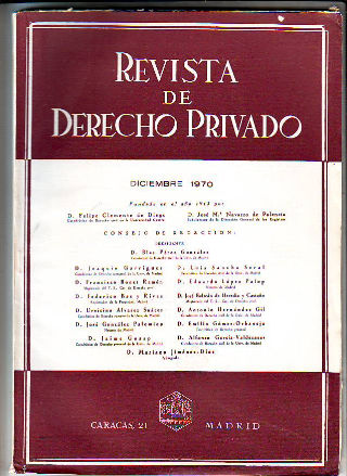 REVISTA DE DERECHO PRIVADO. DICIEMBRE 1970.