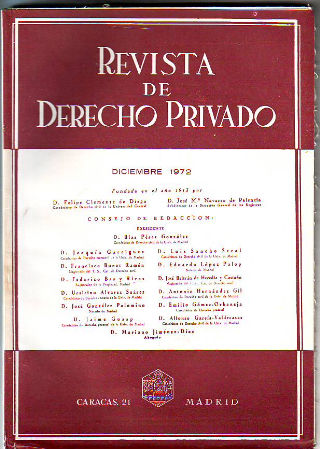 REVISTA DE DERECHO PRIVADO. DICIEMBRE 1972.