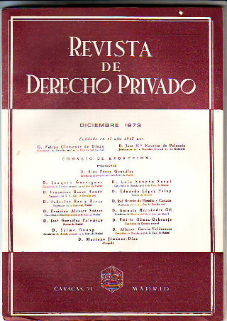 REVISTA DE DERECHO PRIVADO. DICIEMBRE 1973.