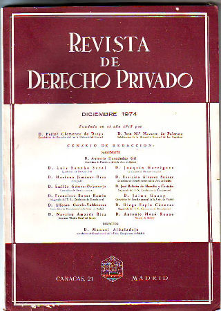 REVISTA DE DERECHO PRIVADO. DICIEMBRE 1974.