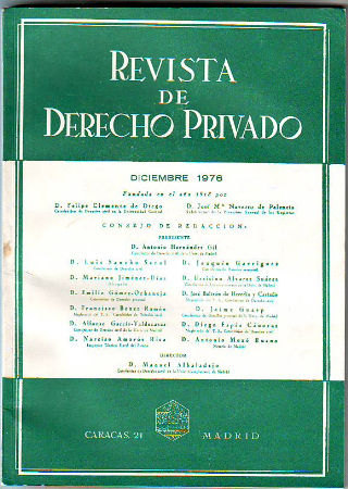 REVISTA DE DERECHO PRIVADO. DICIEMBRE 1976.