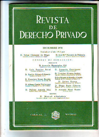 REVISTA DE DERECHO PRIVADO. DICIEMBRE 1978.