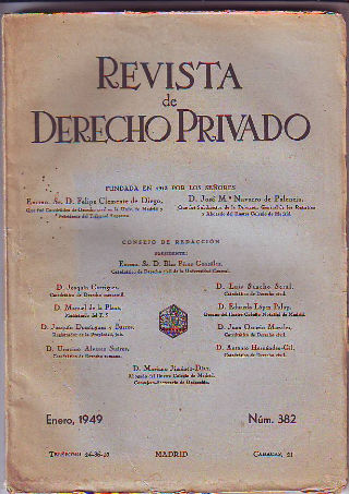 REVISTA DE DERECHO PRIVADO. ENERO 1949.