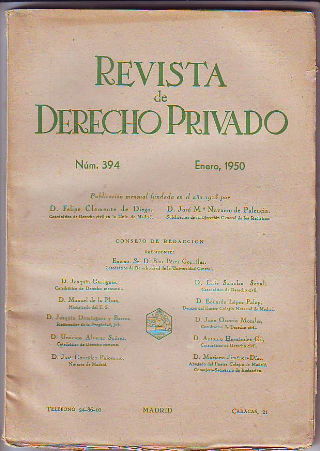 REVISTA DE DERECHO PRIVADO. ENERO 1950.