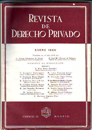 REVISTA DE DERECHO PRIVADO. ENERO 1966.
