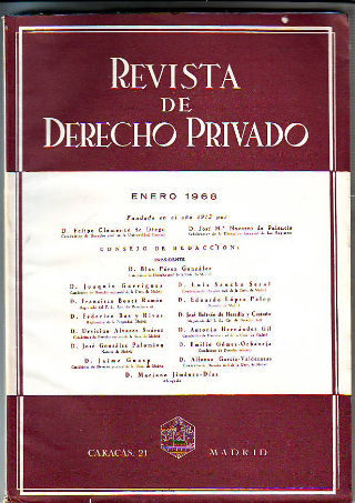 REVISTA DE DERECHO PRIVADO. ENERO 1968.