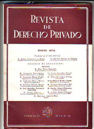 REVISTA DE DERECHO PRIVADO. ENERO 1972.