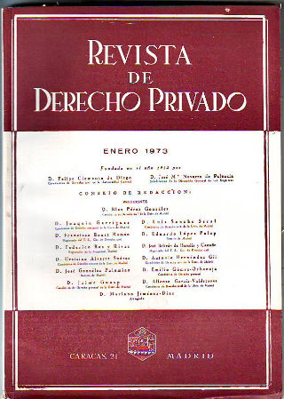 REVISTA DE DERECHO PRIVADO. ENERO 1973.