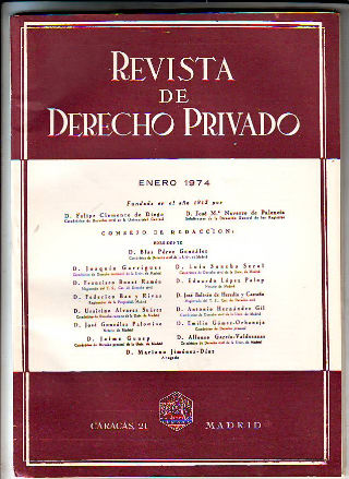 REVISTA DE DERECHO PRIVADO. ENERO 1974.
