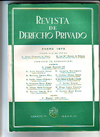 REVISTA DE DERECHO PRIVADO. ENERO 1976.