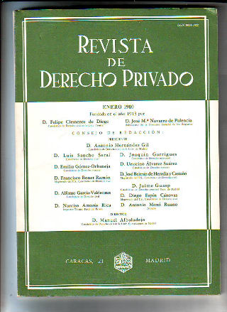 REVISTA DE DERECHO PRIVADO. ENERO 1980.