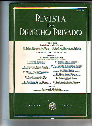 REVISTA DE DERECHO PRIVADO. ENERO 1983.