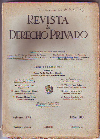 REVISTA DE DERECHO PRIVADO. FEBRERO 1949.