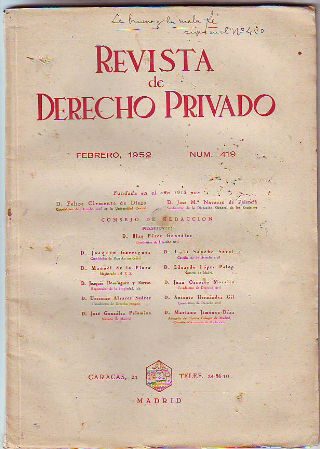 REVISTA DE DERECHO PRIVADO. FEBRERO 1952.
