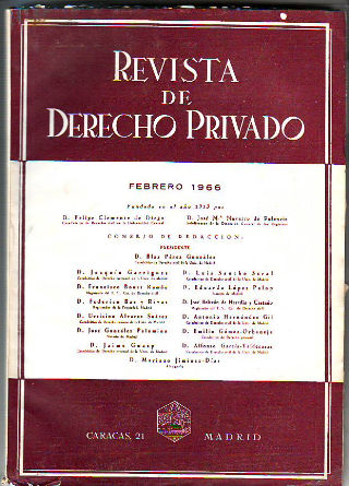 REVISTA DE DERECHO PRIVADO. FEBRERO 1966.