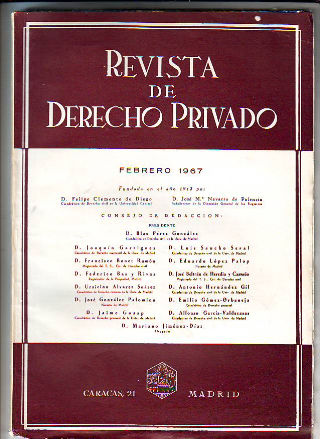 REVISTA DE DERECHO PRIVADO. FEBRERO 1967.