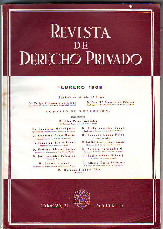 REVISTA DE DERECHO PRIVADO. FEBRERO 1968.