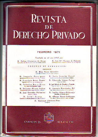 REVISTA DE DERECHO PRIVADO. FEBRERO 1971.