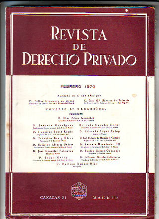 REVISTA DE DERECHO PRIVADO. FEBRERO 1972.