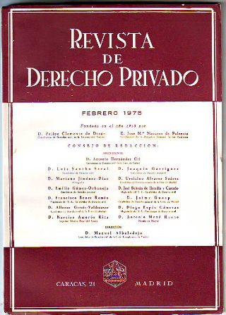 REVISTA DE DERECHO PRIVADO. FEBRERO 1975.