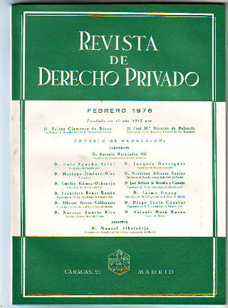 REVISTA DE DERECHO PRIVADO. FEBRERO 1976.