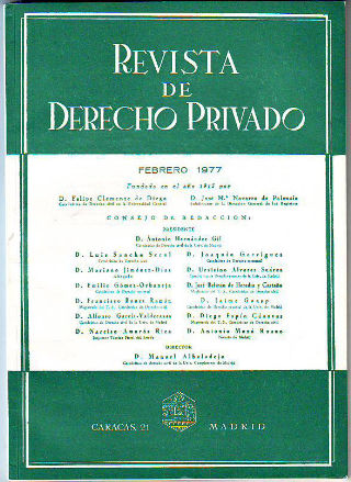 REVISTA DE DERECHO PRIVADO. FEBRERO 1977.