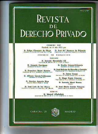 REVISTA DE DERECHO PRIVADO. FEBRERO 1982.
